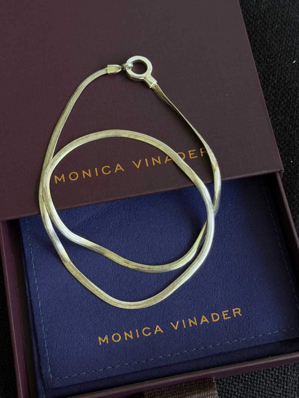 Monica Vinader Snake chain Stering Silver Necklace 18"